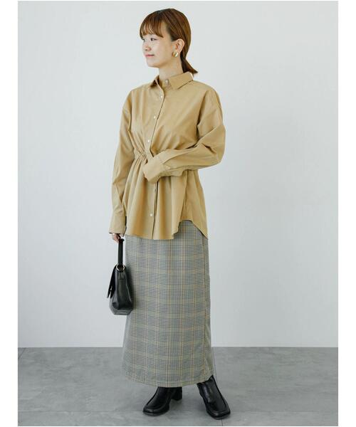 Lugnoncure（ルノンキュール）の「ドロストレギュラーシャツ（シャツ/ブラウス・レディース・ベージュ/オフホワイト/ネイビー・F）」の7枚目の写真