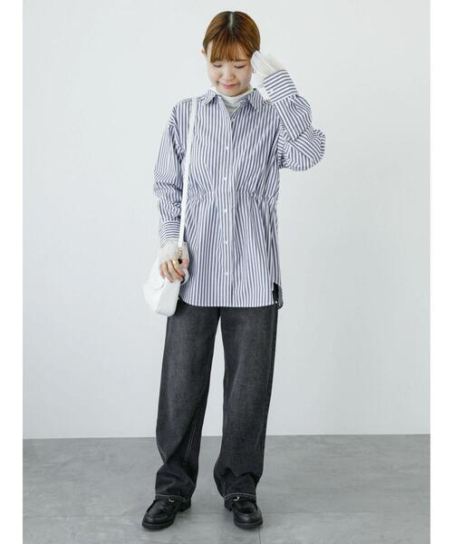 Lugnoncure（ルノンキュール）の「ドロストレギュラーシャツ（シャツ/ブラウス・レディース・ベージュ/オフホワイト/ネイビー・F）」の9枚目の写真