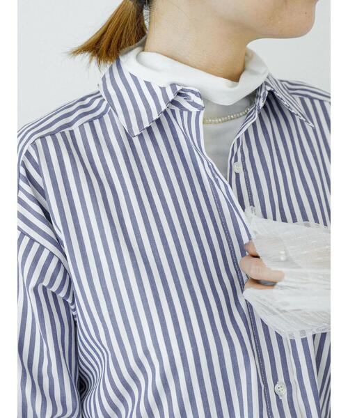 Lugnoncure（ルノンキュール）の「ドロストレギュラーシャツ（シャツ/ブラウス・レディース・ベージュ/オフホワイト/ネイビー・F）」の13枚目の写真