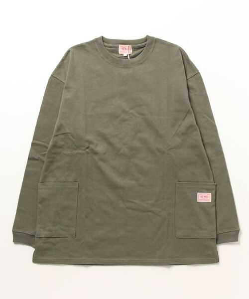 BIG MIKE(ビッグマイク)の「BIG MIKE 10oz ダブルポケット ロングTシャツ 102338200(Tシャツ/カットソー・メンズ・オリーブ/ホワイト・M/L)」の9枚目の写真