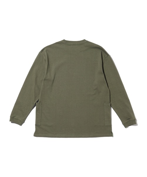 BIG MIKE(ビッグマイク)の「BIG MIKE 10oz ダブルポケット ロングTシャツ 102338200(Tシャツ/カットソー・メンズ・オリーブ/ホワイト・M/L)」の4枚目の写真