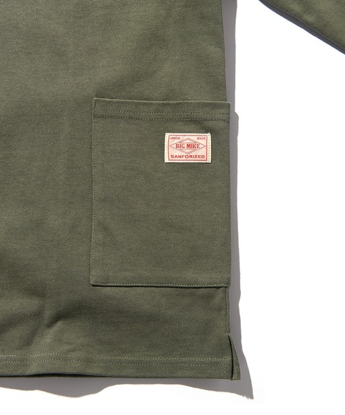 BIG MIKE(ビッグマイク)の「BIG MIKE 10oz ダブルポケット ロングTシャツ 102338200(Tシャツ/カットソー・メンズ・オリーブ/ホワイト・M/L)」の6枚目の写真