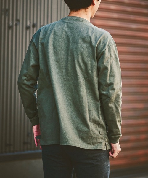 BIG MIKE(ビッグマイク)の「BIG MIKE 10oz ダブルポケット ロングTシャツ 102338200(Tシャツ/カットソー・メンズ・オリーブ/ホワイト・M/L)」の12枚目の写真