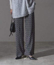 【あったか素材】セルフカットドット柄リラックスパンツ