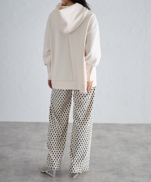 each（イーチ）の「【あったか素材】セルフカットドット柄リラックスパンツ（その他パンツ・レディース・ブラック/アイボリー・FREE）」の5枚目の写真
