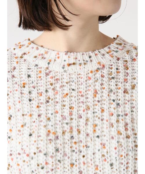 Te chichi TERRASSE（テチチテラス）の「カラーピンポンヤーン片畦ニット（ニット/セーター・レディース・ブラック/オフホワイト・F）」の7枚目の写真