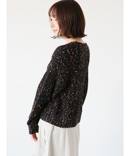 Te chichi TERRASSE（テチチテラス）の「カラーピンポンヤーン片畦ニット（ニット/セーター・レディース・ブラック/オフホワイト・F）」の11枚目の写真