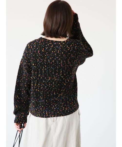 Te chichi TERRASSE（テチチテラス）の「カラーピンポンヤーン片畦ニット（ニット/セーター・レディース・ブラック/オフホワイト・F）」の12枚目の写真