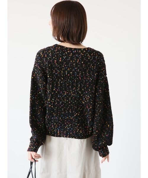 Te chichi TERRASSE（テチチテラス）の「カラーピンポンヤーン片畦ニット（ニット/セーター・レディース・ブラック/オフホワイト・F）」の13枚目の写真