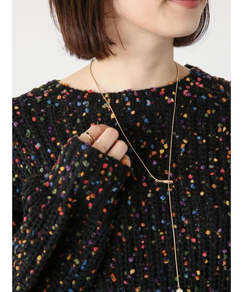 Te chichi TERRASSE（テチチテラス）の「カラーピンポンヤーン片畦ニット（ニット/セーター・レディース・ブラック/オフホワイト・F）」の14枚目の写真