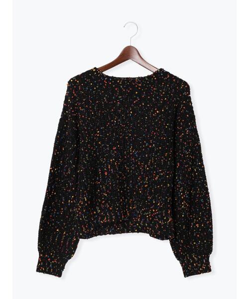 Te chichi TERRASSE（テチチテラス）の「カラーピンポンヤーン片畦ニット（ニット/セーター・レディース・ブラック/オフホワイト・F）」の15枚目の写真