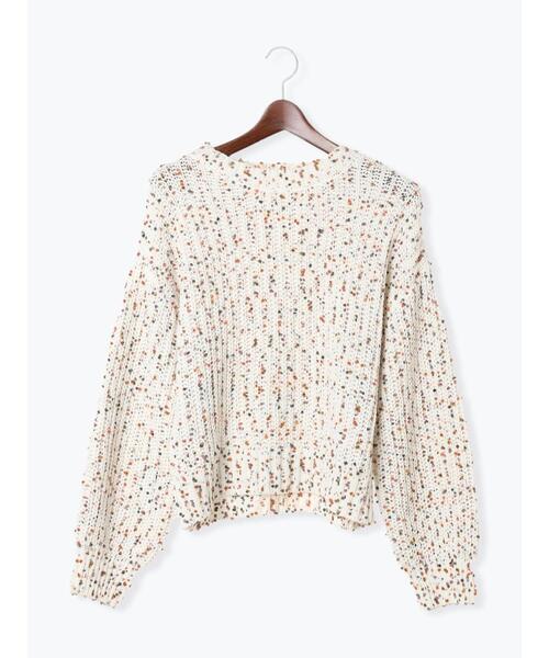 Te chichi TERRASSE（テチチテラス）の「カラーピンポンヤーン片畦ニット（ニット/セーター・レディース・ブラック/オフホワイト・F）」の16枚目の写真