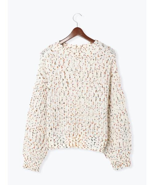 Te chichi TERRASSE（テチチテラス）の「カラーピンポンヤーン片畦ニット（ニット/セーター・レディース・ブラック/オフホワイト・F）」の17枚目の写真