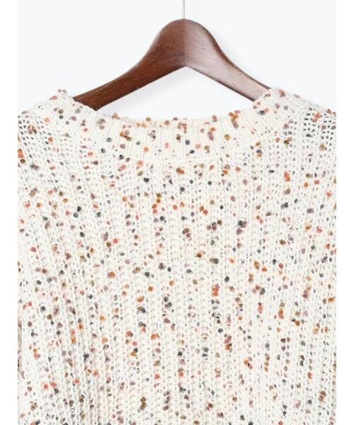 Te chichi TERRASSE（テチチテラス）の「カラーピンポンヤーン片畦ニット（ニット/セーター・レディース・ブラック/オフホワイト・F）」の18枚目の写真