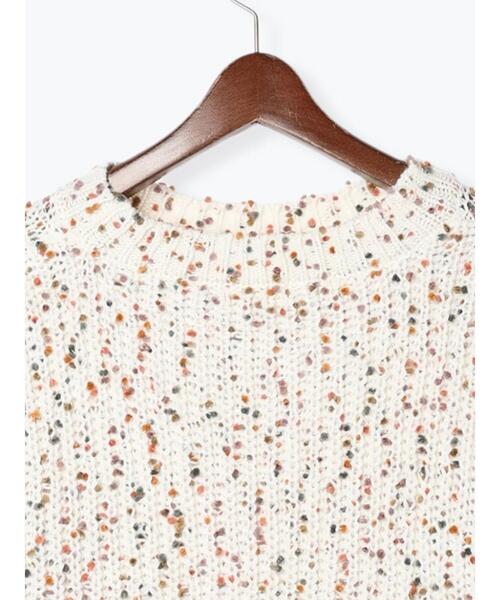 Te chichi TERRASSE（テチチテラス）の「カラーピンポンヤーン片畦ニット（ニット/セーター・レディース・ブラック/オフホワイト・F）」の21枚目の写真