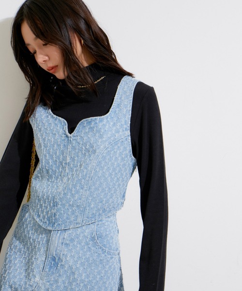 VIS(ビス)の「【セットアップ対応】切替ラインデニムビスチェ【洗える】(ベスト・レディース・サックスブルー/ブルー・FREE)」の16枚目の写真