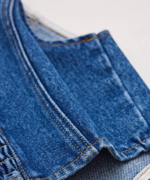 VIS(ビス)の「【セットアップ対応】切替ラインデニムビスチェ【洗える】(ベスト・レディース・サックスブルー/ブルー・FREE)」の5枚目の写真