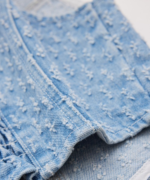 VIS(ビス)の「【セットアップ対応】切替ラインデニムビスチェ【洗える】(ベスト・レディース・サックスブルー/ブルー・FREE)」の7枚目の写真