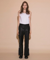 【my beautiful landlet】MATERIAL MIX・GIMMICK LINE FLARE PANTS