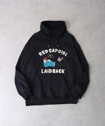 REDCAPGIRL 裏起毛 ハイネック 発砲プリント プルオ-バ-