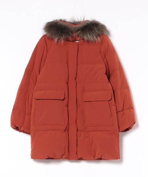 REAL CUBE（リアルキューブ）の「ファー取り外し可能！ミドル丈ダウンコート（ダウンジャケット/コート・レディース・ベージュ/テラコッタ・M）」の2枚目の写真