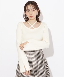 ハートネックフレアスリーブプルオーバー