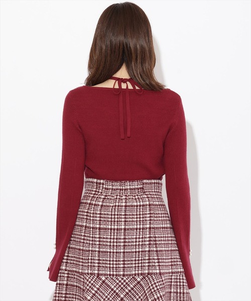 WILLSELECTION（ウィルセレクション）の「ハートネックフレアスリーブプルオーバー（ニット/セーター・レディース・ボルドー/ブラック/オフホワイト・MEDIUM）」の12枚目の写真