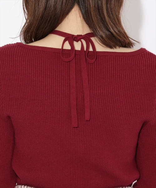 WILLSELECTION（ウィルセレクション）の「ハートネックフレアスリーブプルオーバー（ニット/セーター・レディース・ボルドー/ブラック/オフホワイト・MEDIUM）」の15枚目の写真