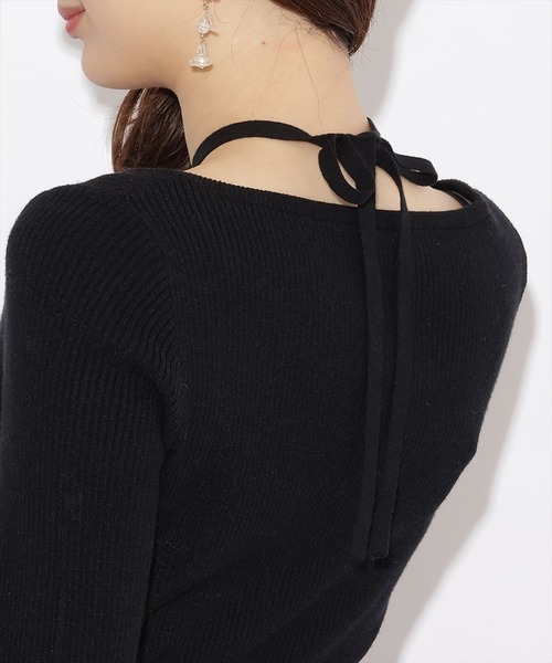 WILLSELECTION（ウィルセレクション）の「ハートネックフレアスリーブプルオーバー（ニット/セーター・レディース・ボルドー/ブラック/オフホワイト・MEDIUM）」の9枚目の写真