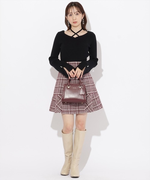 WILLSELECTION（ウィルセレクション）の「ハートネックフレアスリーブプルオーバー（ニット/セーター・レディース・ボルドー/ブラック/オフホワイト・MEDIUM）」の22枚目の写真