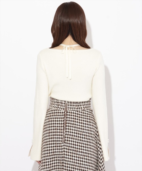 WILLSELECTION（ウィルセレクション）の「ハートネックフレアスリーブプルオーバー（ニット/セーター・レディース・ボルドー/ブラック/オフホワイト・MEDIUM）」の18枚目の写真