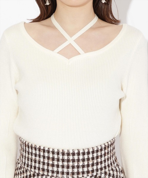 WILLSELECTION（ウィルセレクション）の「ハートネックフレアスリーブプルオーバー（ニット/セーター・レディース・ボルドー/ブラック/オフホワイト・MEDIUM）」の19枚目の写真