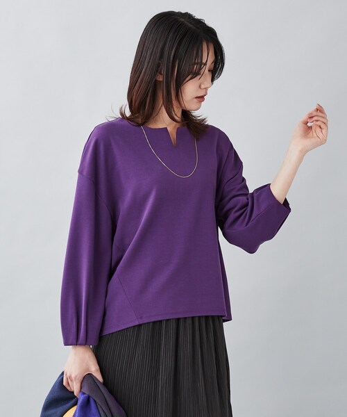 【セール】シルキーポンチ キーネックプルオーバー（Tシャツ/カットソー）｜UNTITLED（アンタイトル）