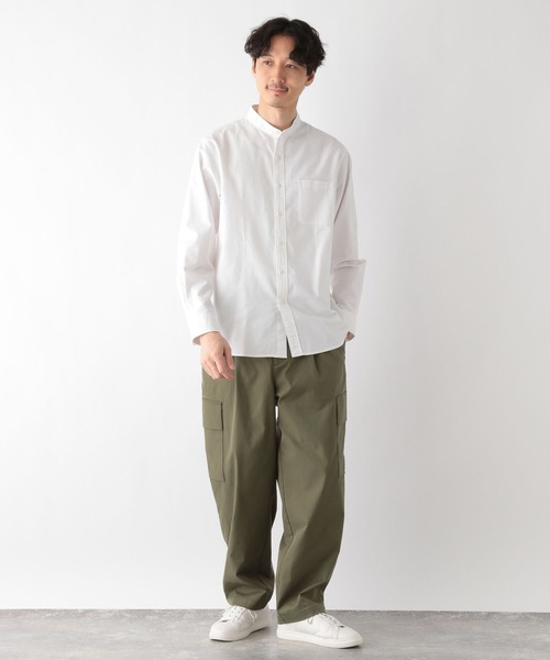 GLOBAL WORK（グローバルワーク）の「イージーケアオックス/バンドカラーシャツ/975735（シャツ/ブラウス・メンズ・ホワイト/ブルー系その他5/グレー・MEDIUM/LARGE/SMALL/X-LARGE）」の4枚目の写真