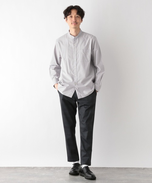 GLOBAL WORK（グローバルワーク）の「イージーケアオックス/バンドカラーシャツ/975735（シャツ/ブラウス・メンズ・ホワイト/ブルー系その他5/グレー・MEDIUM/LARGE/SMALL/X-LARGE）」の12枚目の写真