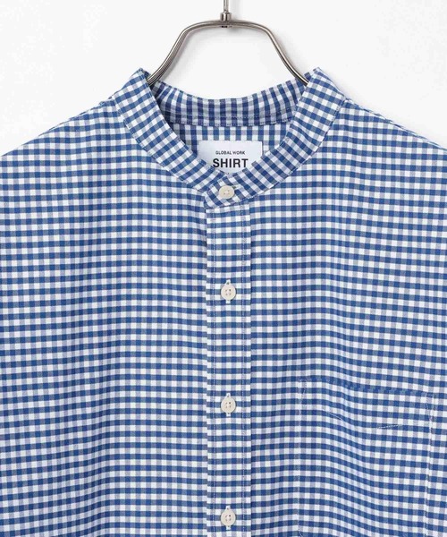 GLOBAL WORK（グローバルワーク）の「イージーケアオックス/バンドカラーシャツ/975735（シャツ/ブラウス・メンズ・ホワイト/ブルー系その他5/グレー・MEDIUM/LARGE/SMALL/X-LARGE）」の6枚目の写真