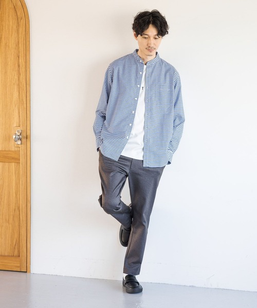 GLOBAL WORK（グローバルワーク）の「イージーケアオックス/バンドカラーシャツ/975735（シャツ/ブラウス・メンズ・ホワイト/ブルー系その他5/グレー・MEDIUM/LARGE/SMALL/X-LARGE）」の11枚目の写真