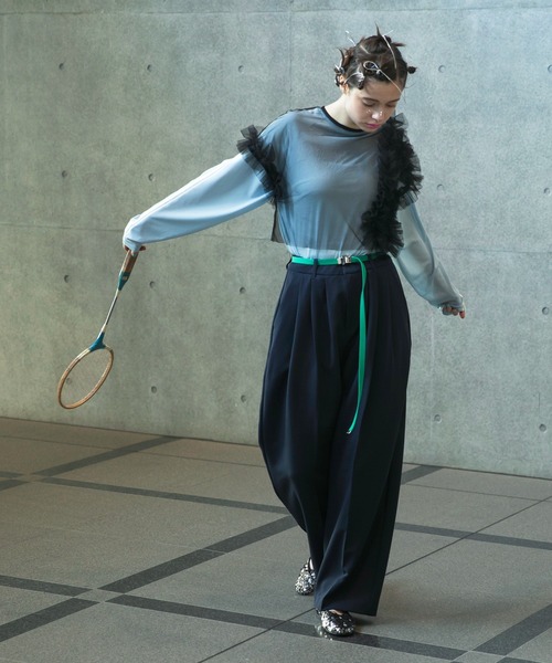 forksy.(フォルクシー)の「【forksy.】3タックボリュームスラックスパンツ(スラックス・レディース・アイボリー/グレイッシュベージュ/ネイビー/杢グレー・L/M/S)」の4枚目の写真