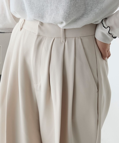 forksy.(フォルクシー)の「【forksy.】3タックボリュームスラックスパンツ(スラックス・レディース・アイボリー/グレイッシュベージュ/ネイビー/杢グレー・L/M/S)」の18枚目の写真