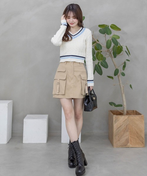 clear（クリア）の「ケーブル編みVネック長袖ショート丈ニットトップス≪2024SS新作≫（ニット/セーター・レディース・アイボリー/グレー/ピンク・F）」の15枚目の写真