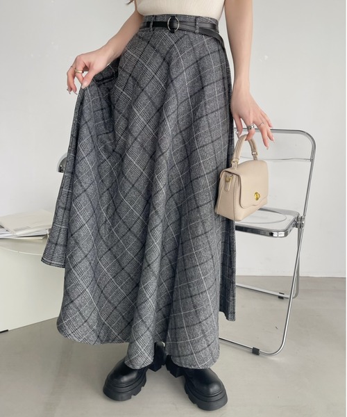 Ada.（エイダ）の「ベルト付き チェック フレアスカート（スカート
