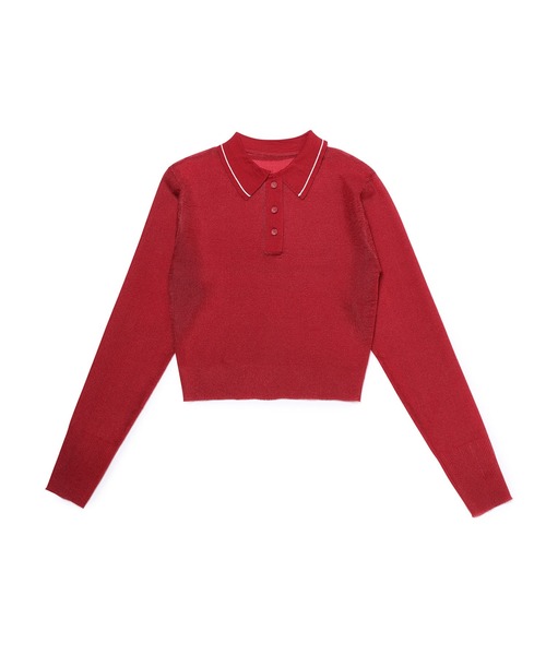 M TO R（ムウトアール）の「［TOPS］POLO SHEER CROPPED TOPS（ポロシャツ・レディース・ブラック/レッド/ホワイト・42/40/38）」の16枚目の写真