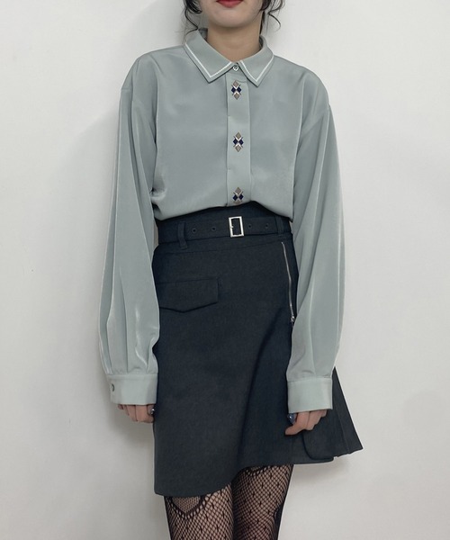 NICOLE CLUB（ニコル クラブ）の「比翼刺繍ブラウス（シャツ/ブラウス