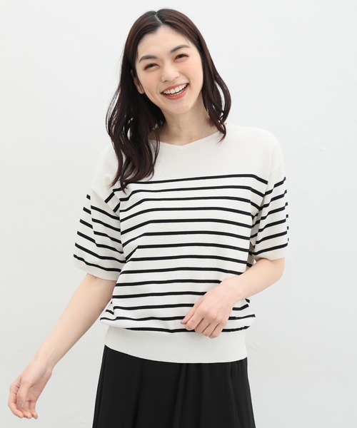 Honeys（ハニーズ）の「Ｖネックニット（ニット/セーター・レディース・ブルー/ブラック/ピンク/ホワイト×ブラック/アイボリー・LL/L/M）」の8枚目の写真