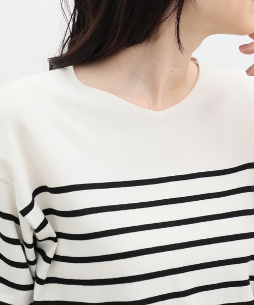 Honeys（ハニーズ）の「Ｖネックニット（ニット/セーター・レディース・ブルー/ブラック/ピンク/ホワイト×ブラック/アイボリー・LL/L/M）」の21枚目の写真