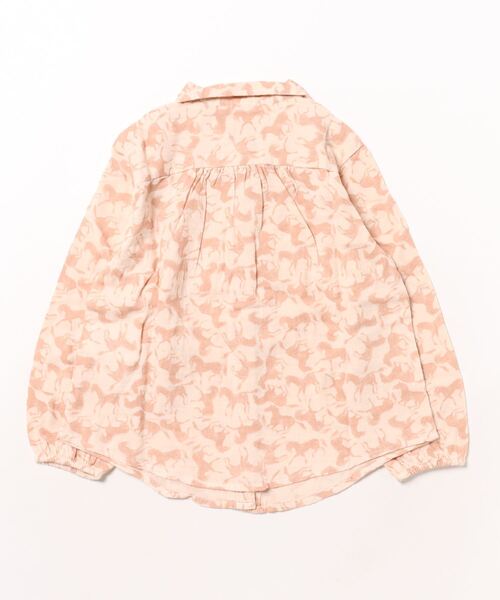 BENETTON (UNITED COLORS OF BENETTON)(ベネトンユナイテッドカラーズオブベネトン)の「キッズ総柄馬プリントギャザーコットンガーゼ長袖シャツG(シャツ/ブラウス・キッズ・ピンクベージュ/マスタード・SMALL/MEDIUM/LARGE/X-LARGE)」の3枚目の写真