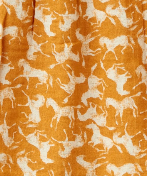 BENETTON (UNITED COLORS OF BENETTON)(ベネトンユナイテッドカラーズオブベネトン)の「キッズ総柄馬プリントギャザーコットンガーゼ長袖シャツG(シャツ/ブラウス・キッズ・ピンクベージュ/マスタード・SMALL/MEDIUM/LARGE/X-LARGE)」の5枚目の写真