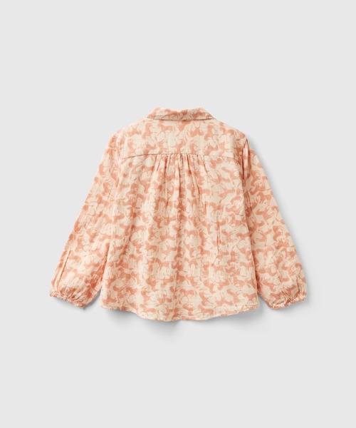 BENETTON (UNITED COLORS OF BENETTON)(ベネトンユナイテッドカラーズオブベネトン)の「キッズ総柄馬プリントギャザーコットンガーゼ長袖シャツG(シャツ/ブラウス・キッズ・ピンクベージュ/マスタード・SMALL/MEDIUM/LARGE/X-LARGE)」の6枚目の写真