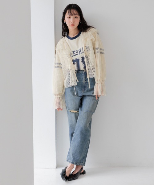 LOWRYS FARM(ローリーズファーム)の「メッシュリボンブラウスLS 110375(シャツ/ブラウス・レディース・ブルー/オレンジ/アイボリー/ブラック・FREE)」の5枚目の写真