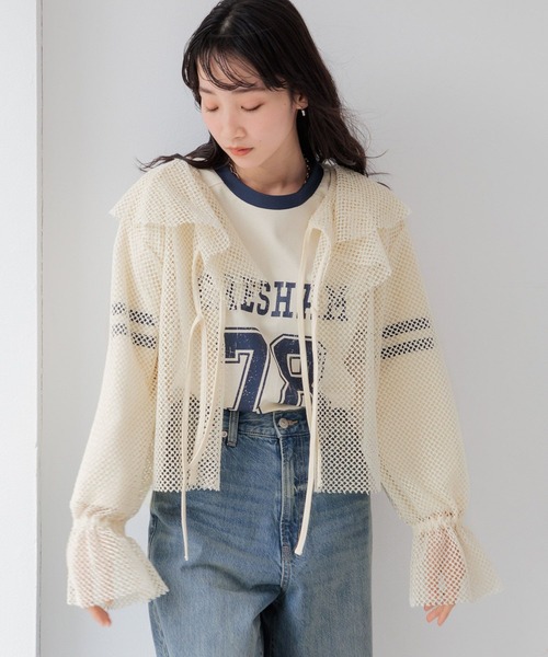 LOWRYS FARM(ローリーズファーム)の「メッシュリボンブラウスLS 110375(シャツ/ブラウス・レディース・ブルー/オレンジ/アイボリー/ブラック・FREE)」の8枚目の写真